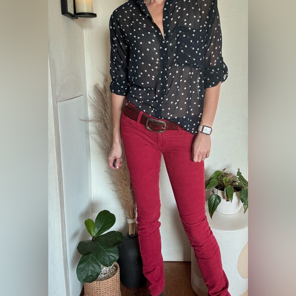 Last chance! Current Elliot low rise skinny red cords